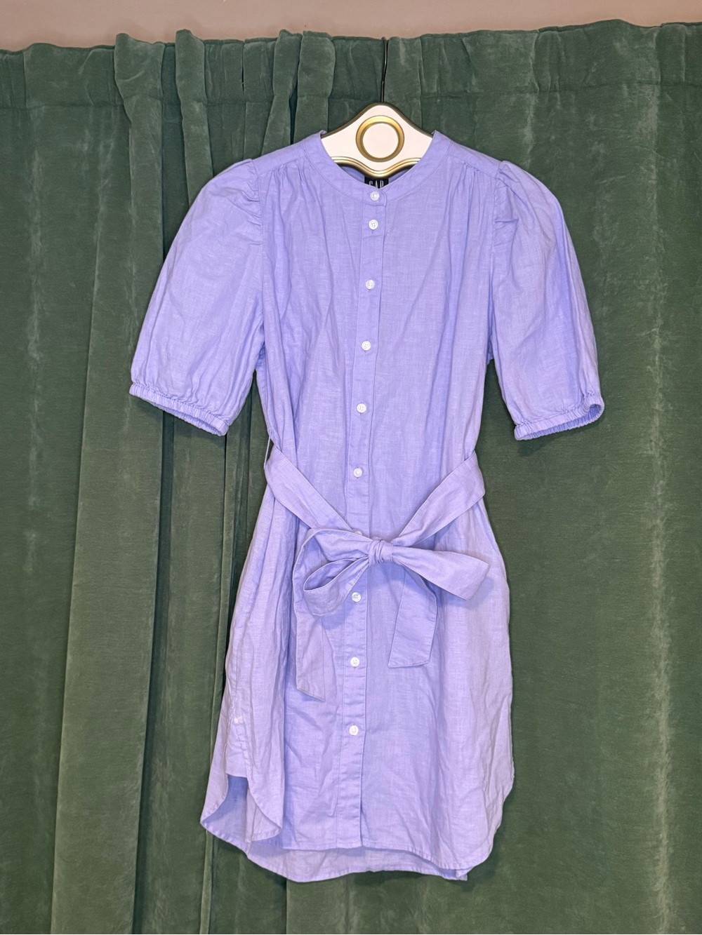 GAP Lilac Button-Front Tie-Waist Dress